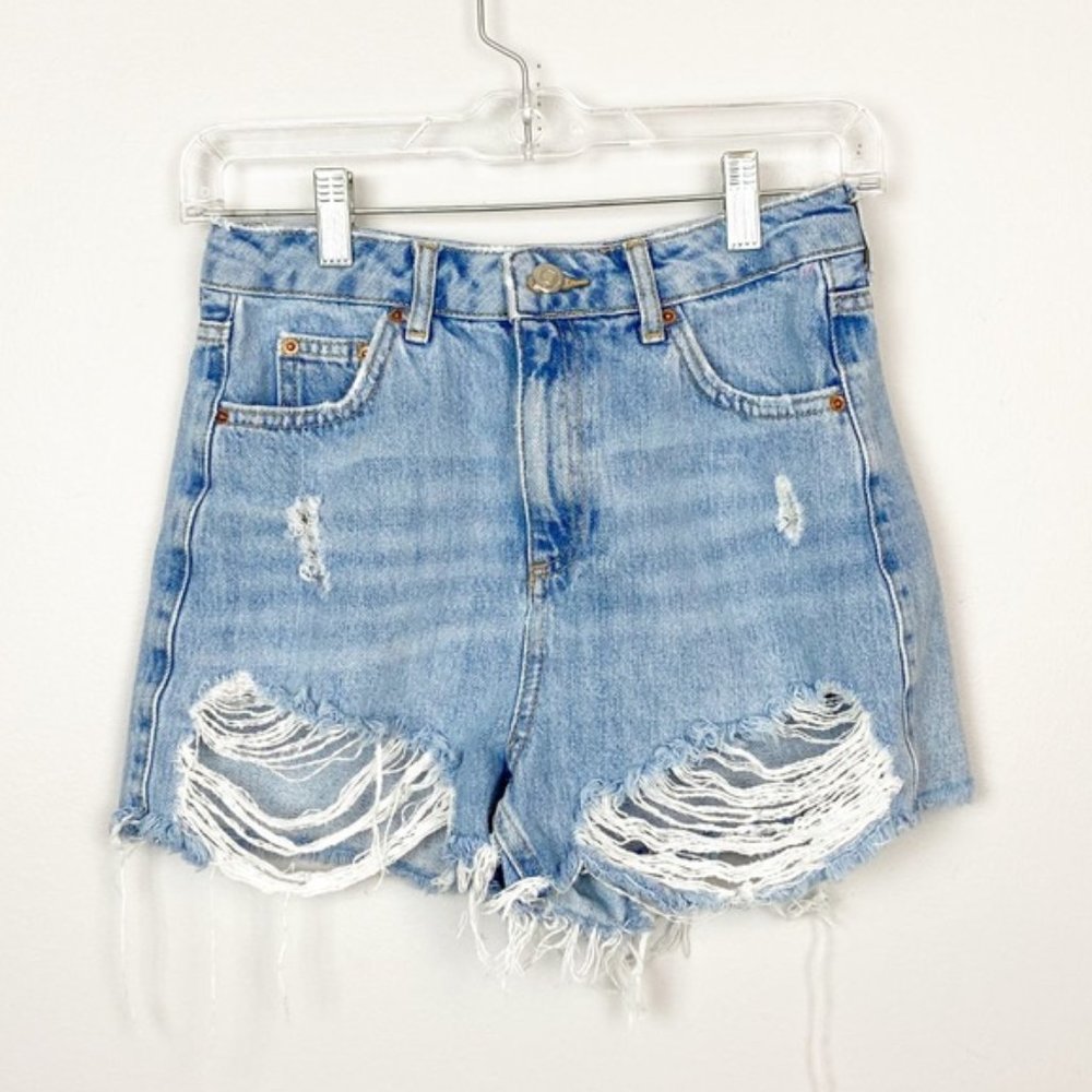 Topshop Moto Mom Short Distressed light wash 4